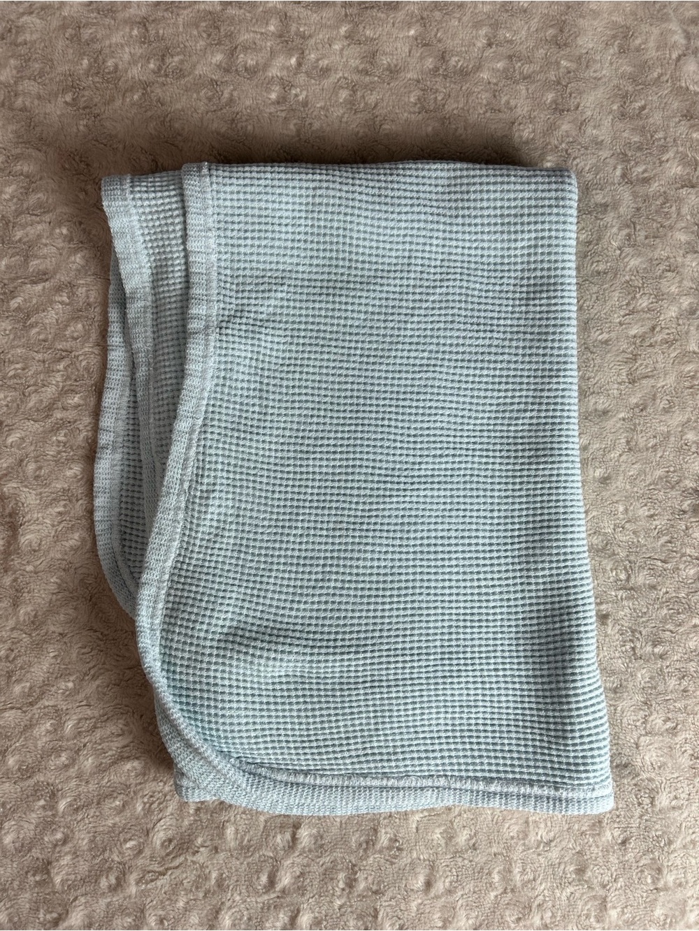 Baby Morgan Solid Light Blue Thermal Blanket Waffle Weave USA Made 100% Cotton